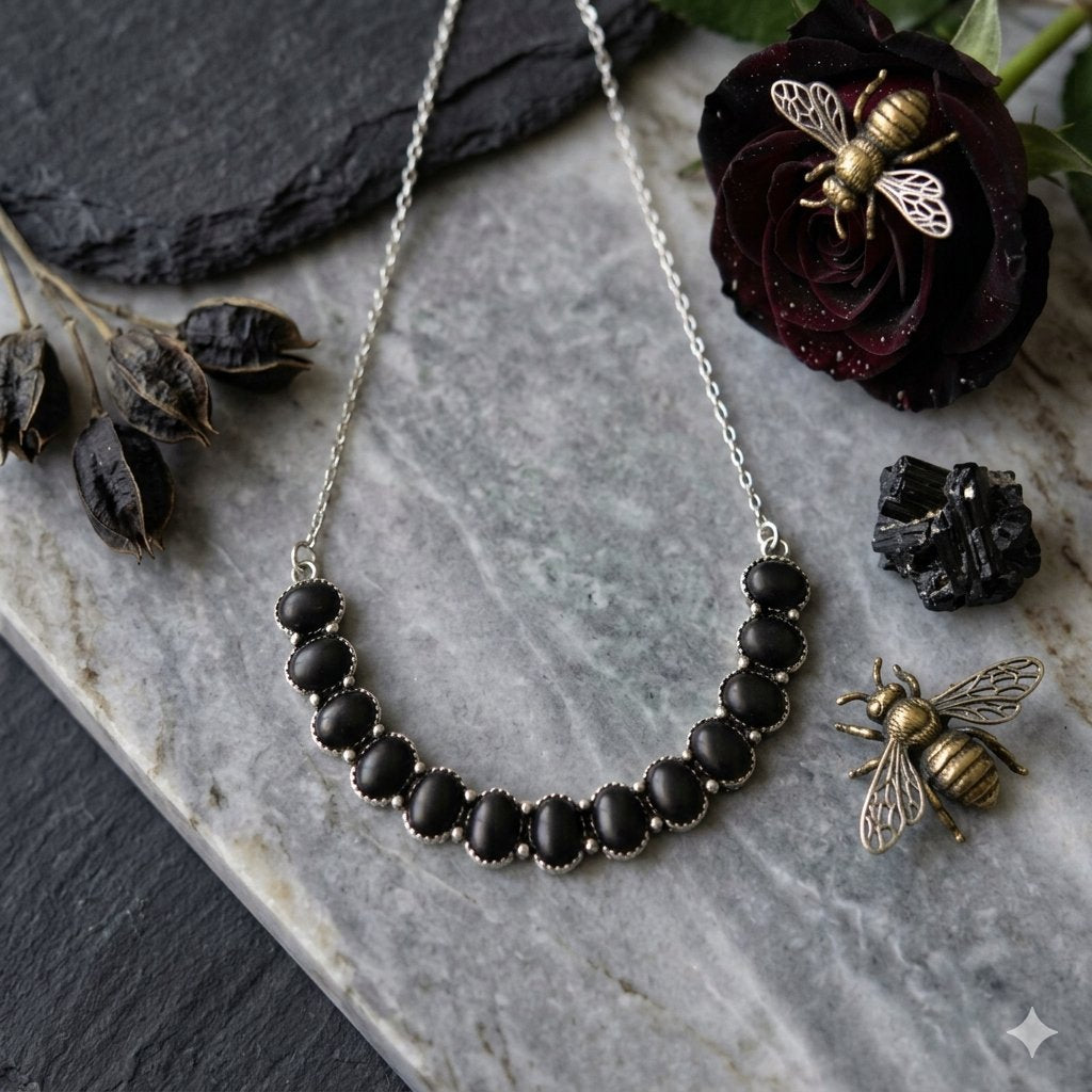 Midnight Arc Onyx Statement Necklace
