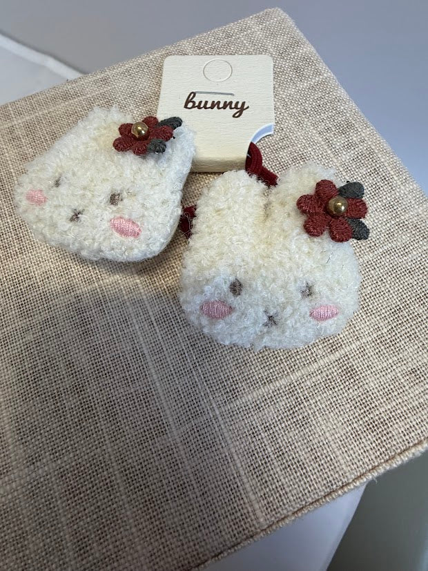Red Flower Rabbit Hair Ties