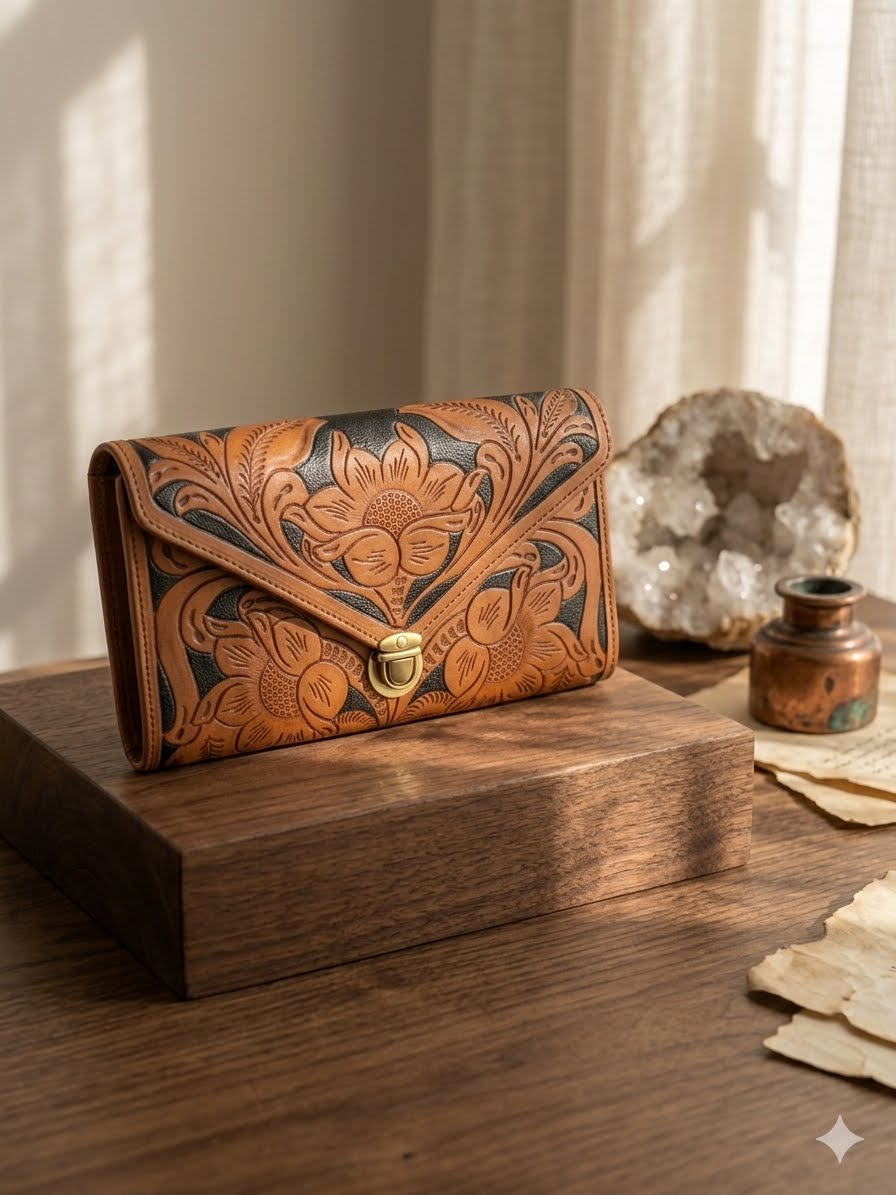 Myra Circe Hand-Tooled Floral Leather Crossbody